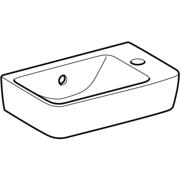 Wandwaschtisch mit Ablagefläche „Renova Compact“, rechteckig, mit Überlauf, Hahnlochposition rechts 40 × 25 cm Wandwaschtisch mit Ablagefläche „Renova Compact“, rechteckig, mit Überlauf, Hahnlochposition rechts 40 × 25 cm
