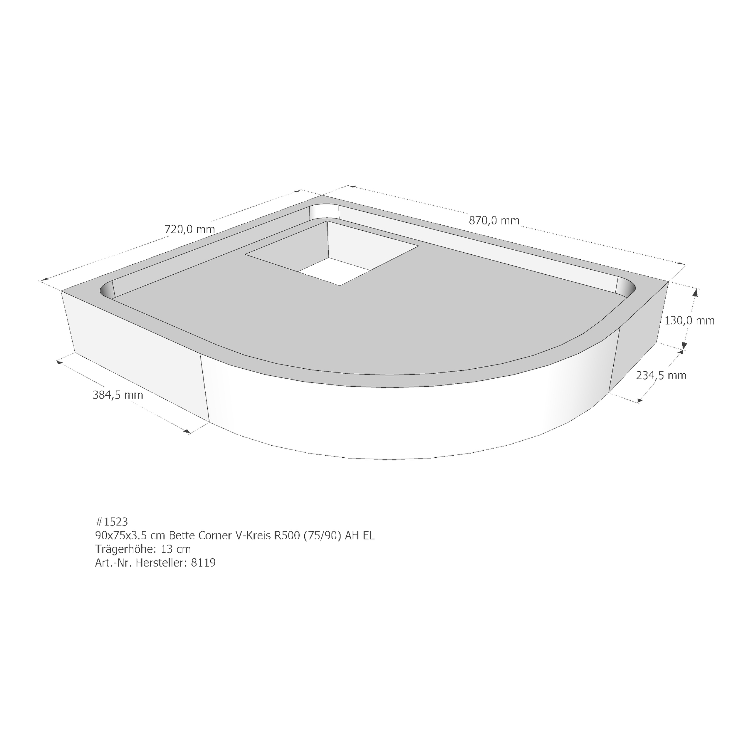 Duschwannenträger für Bette Corner 75 × 90 × 3,5 cm Breite: 90 cm / Länge: 75 cm Duschwannenträger für Bette Corner 75 × 90 × 3,5 cm Breite: 90 cm / Länge: 75 cm