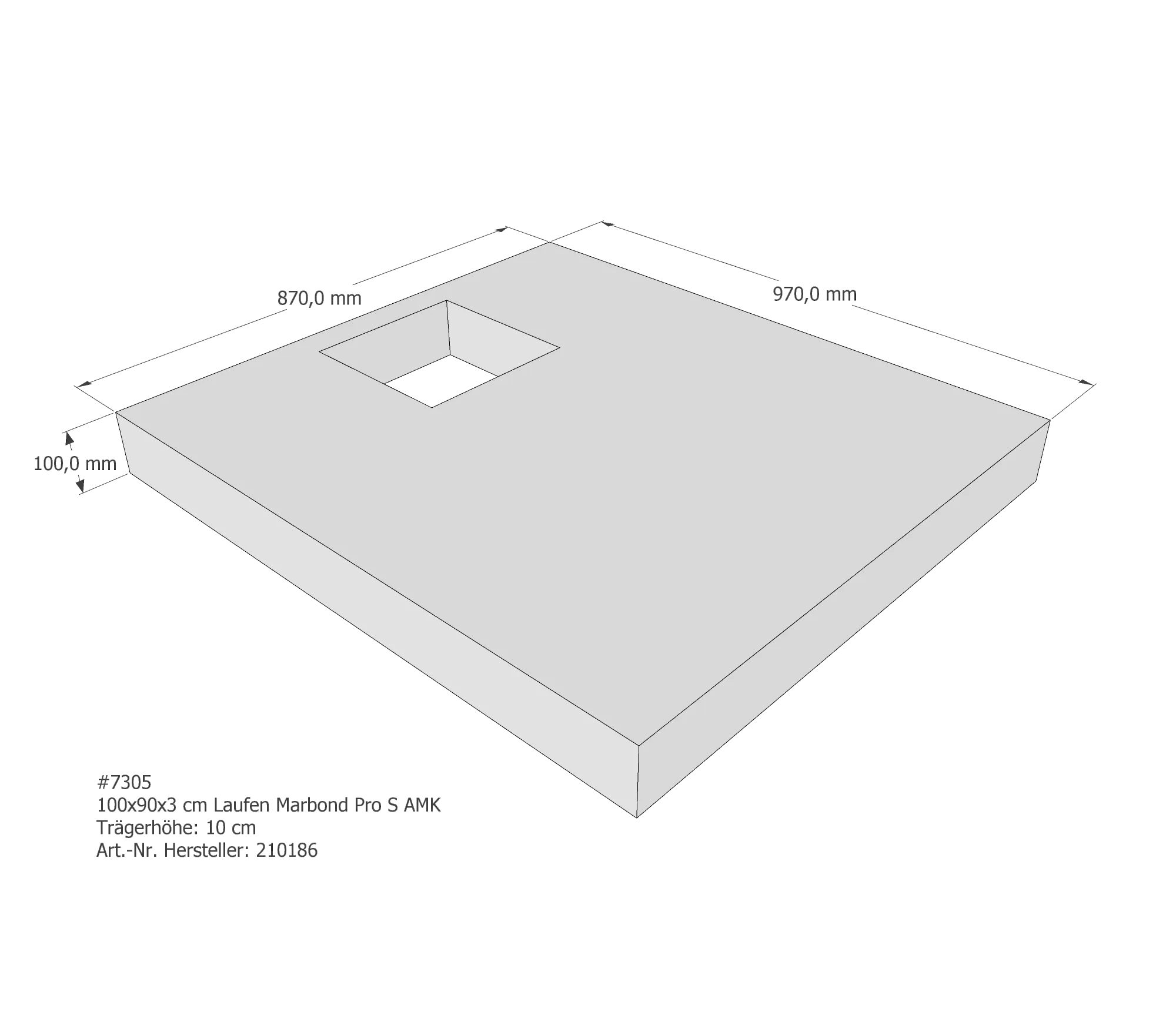 Duschwannenträger passend für Laufen Pro S 100 × 90 cm