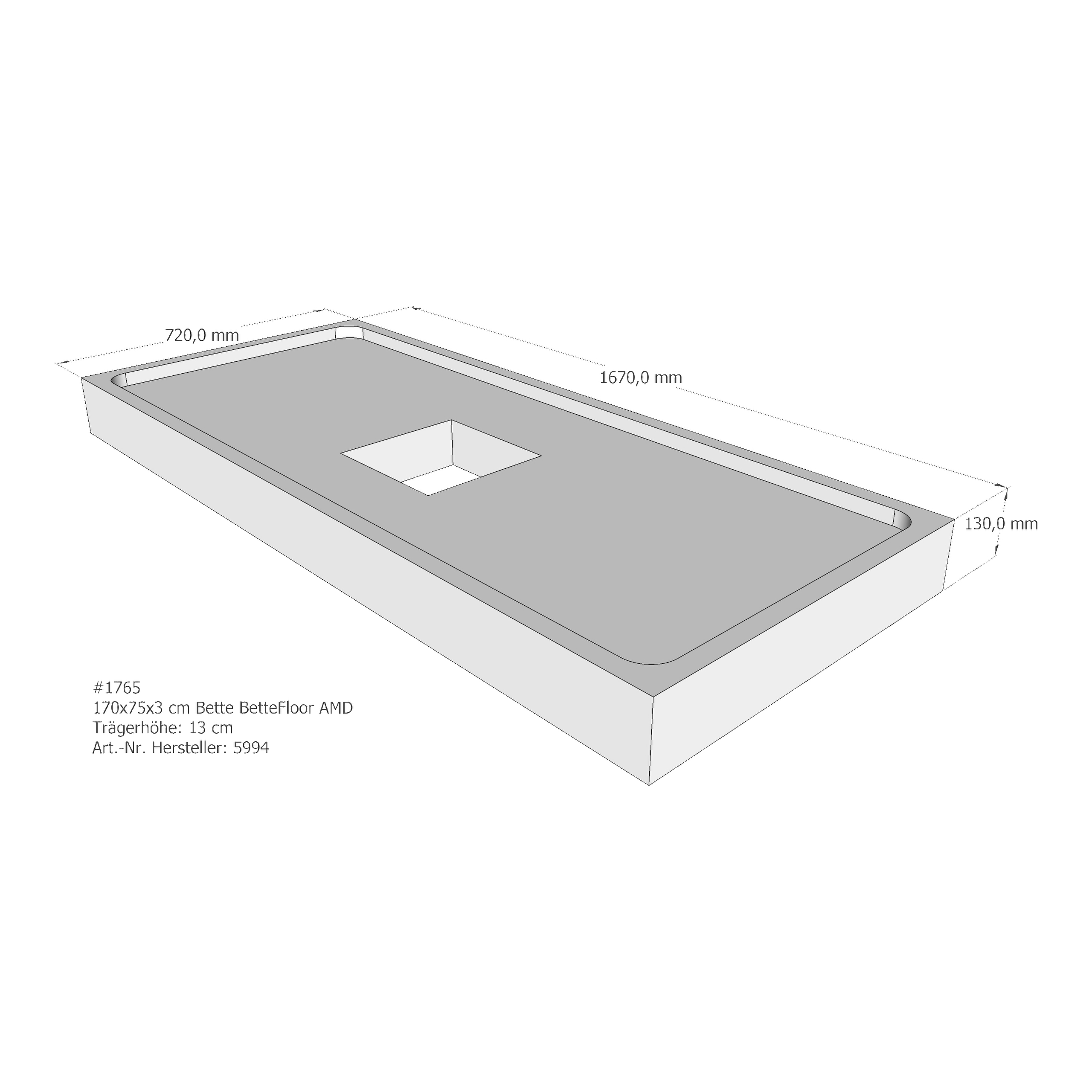 Duschwannenträger für Bette Floor 170 × 75 × 3 cm