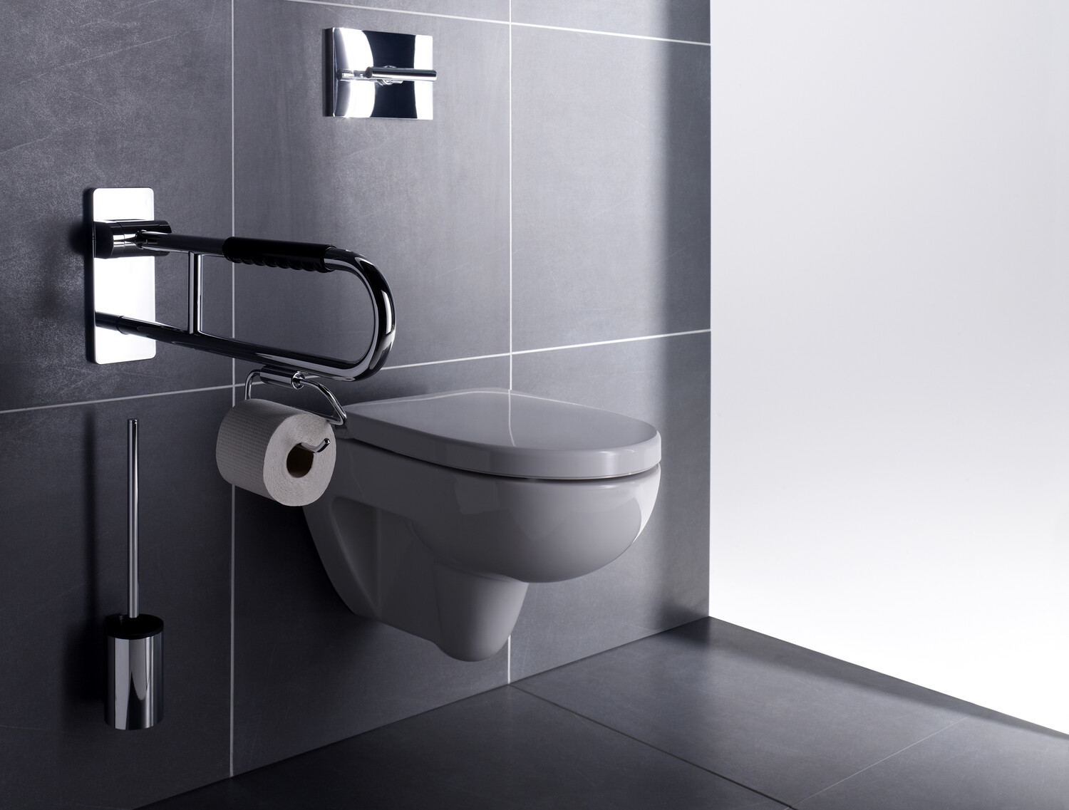 emco Toilettenpapierhalter „system 2“ 16,4 × 2,2 × 8,7 cm in chrom, Befestigung verdeckt