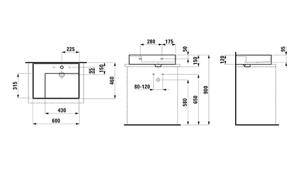 Laufen Aufsatzwaschtisch KARTELL Laufen 460x600x150, o.HL, o.ÜL, Ablage links, weiß Laufen Aufsatzwaschtisch KARTELL Laufen 460x600x150, o.HL, o.ÜL, Ablage links, weiß