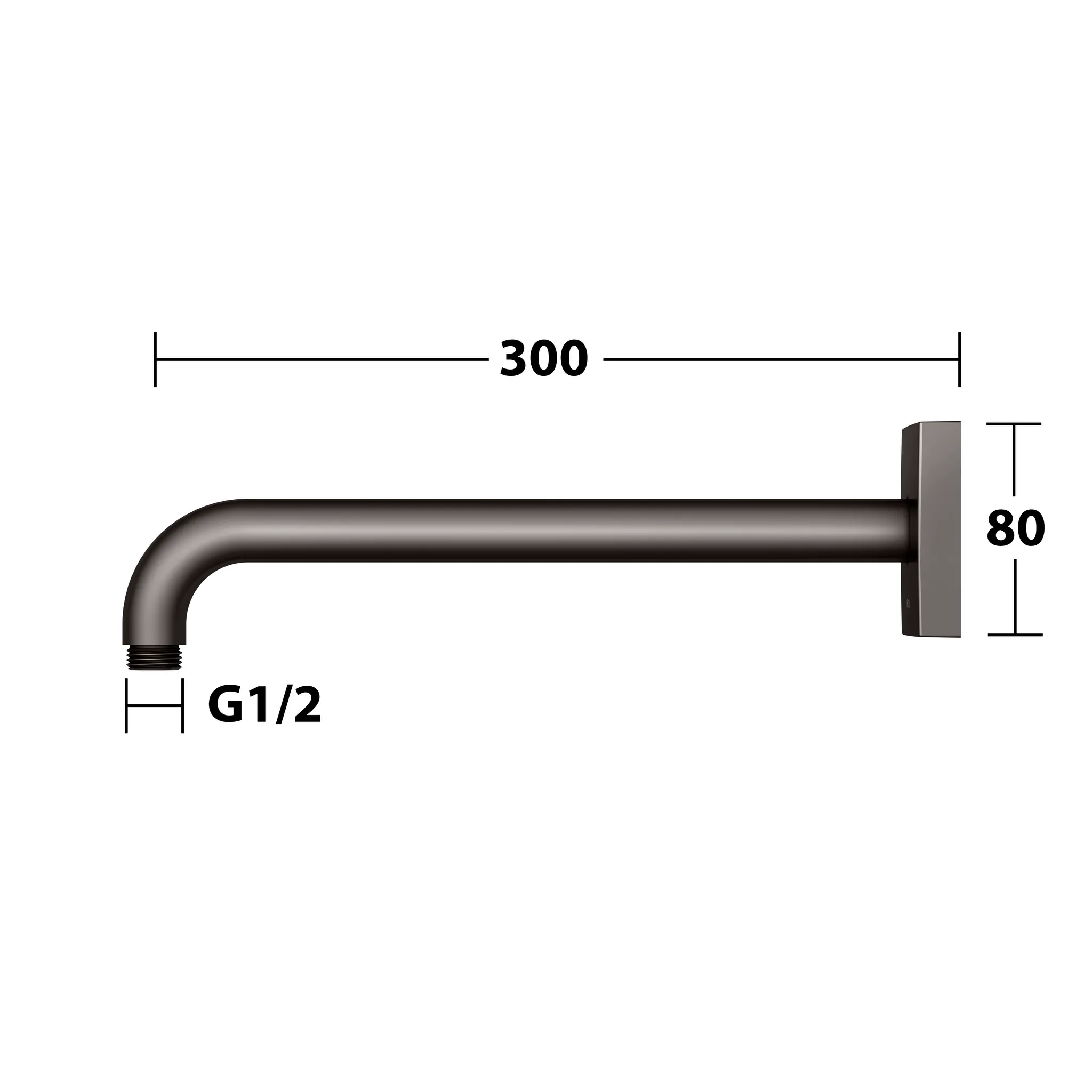 Brausen und Brausezubehör Brausearm Wandanschluss Ausladung 300 mm Titanschwarz gebürstet Brausen und Brausezubehör Brausearm Wandanschluss Ausladung 300 mm Titanschwarz gebürstet