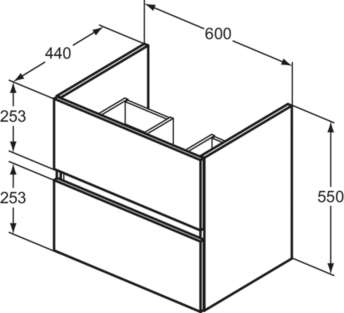 Ideal Standard Waschtischunterschrank „Eurovit+“ 60 × 55 × 44 cm Hochglanz grau lackiert Ideal Standard Waschtischunterschrank „Eurovit+“ 60 × 55 × 44 cm Hochglanz grau lackiert