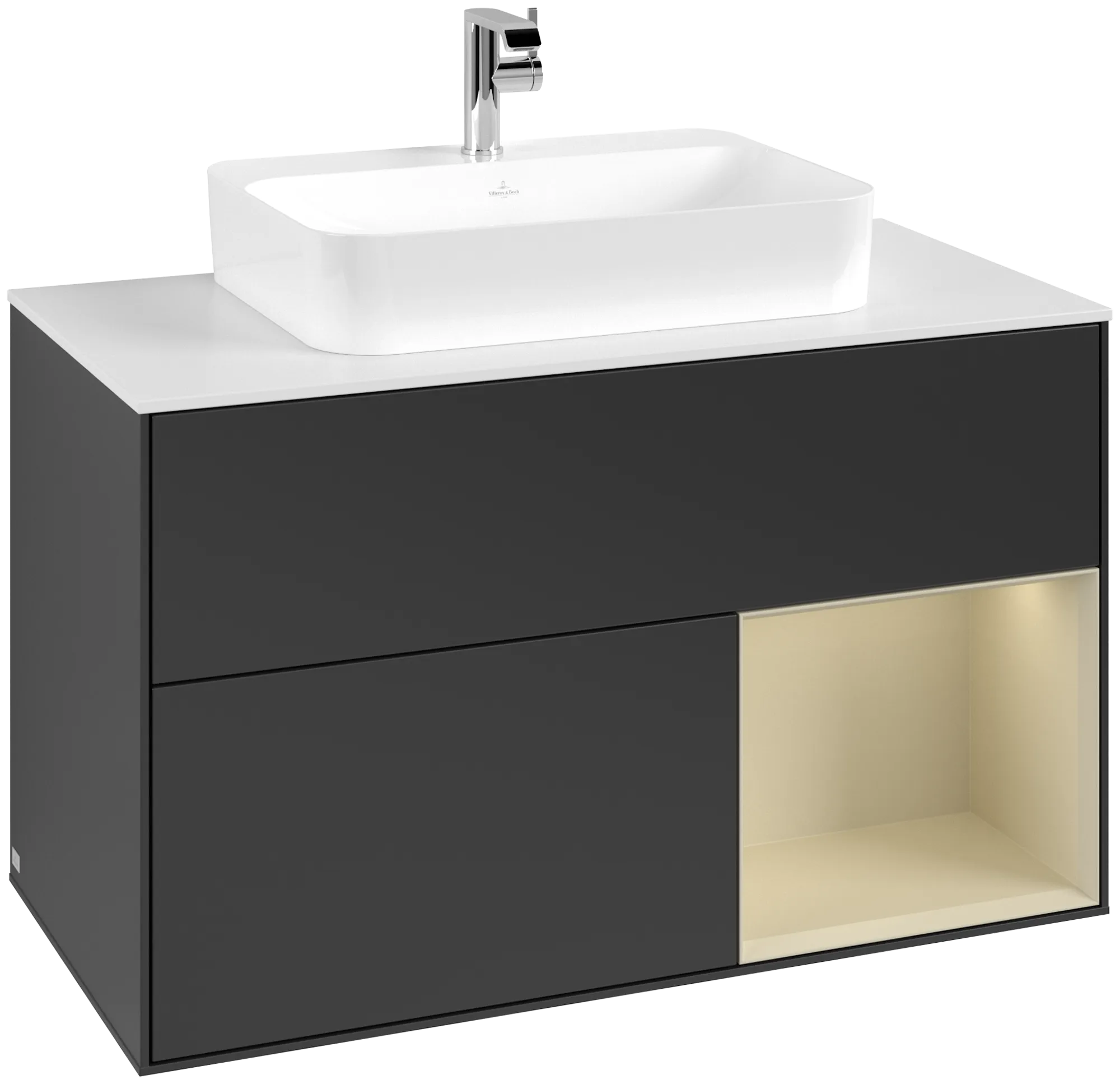 Villeroy & Boch Waschbeckenunterschrank Finion F37, 1000 x 603 x 501 mm, Black Matt Lacquer, mit Beleuchtung und Push-to-open Funktion Villeroy & Boch Waschbeckenunterschrank Finion F37, 1000 x 603 x 501 mm, Black Matt Lacquer, mit Beleuchtung und Push-to-open Funktion