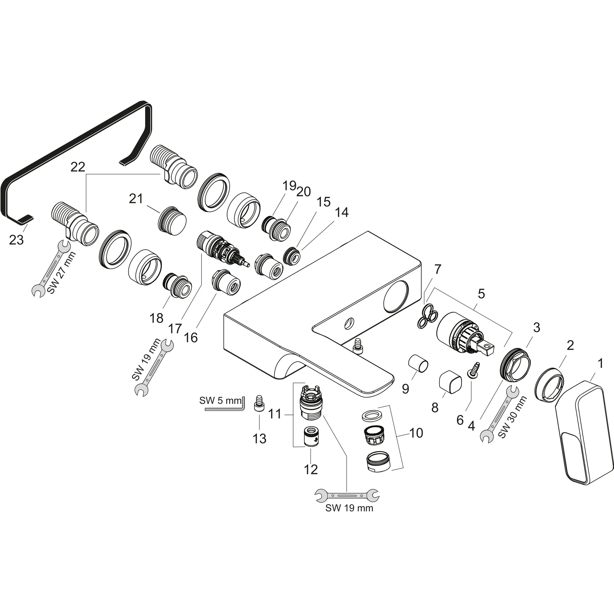 Wannenmischer Axor Urquiola Aufputz DN15 chrom