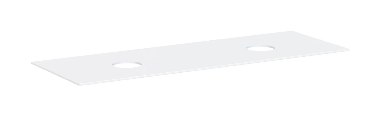 Hansgrohe Xevolos E Konsole, Mattweiß, 1570 x 550 mm, 2 mittige Beckenausschnitte, 10 mm Materialstärke