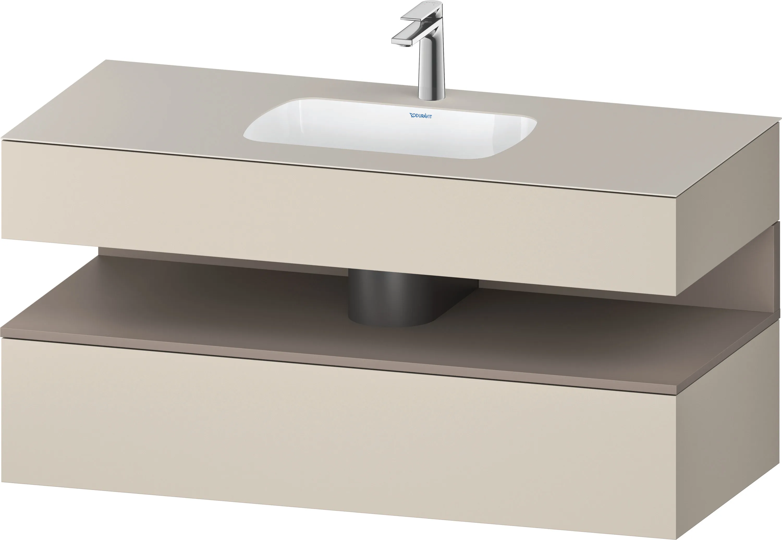 Einbauwaschtisch mit Konsolenwaschtischunterbau „Qatego“ 120 × 55 × 60 cm, ohne Beleuchtung