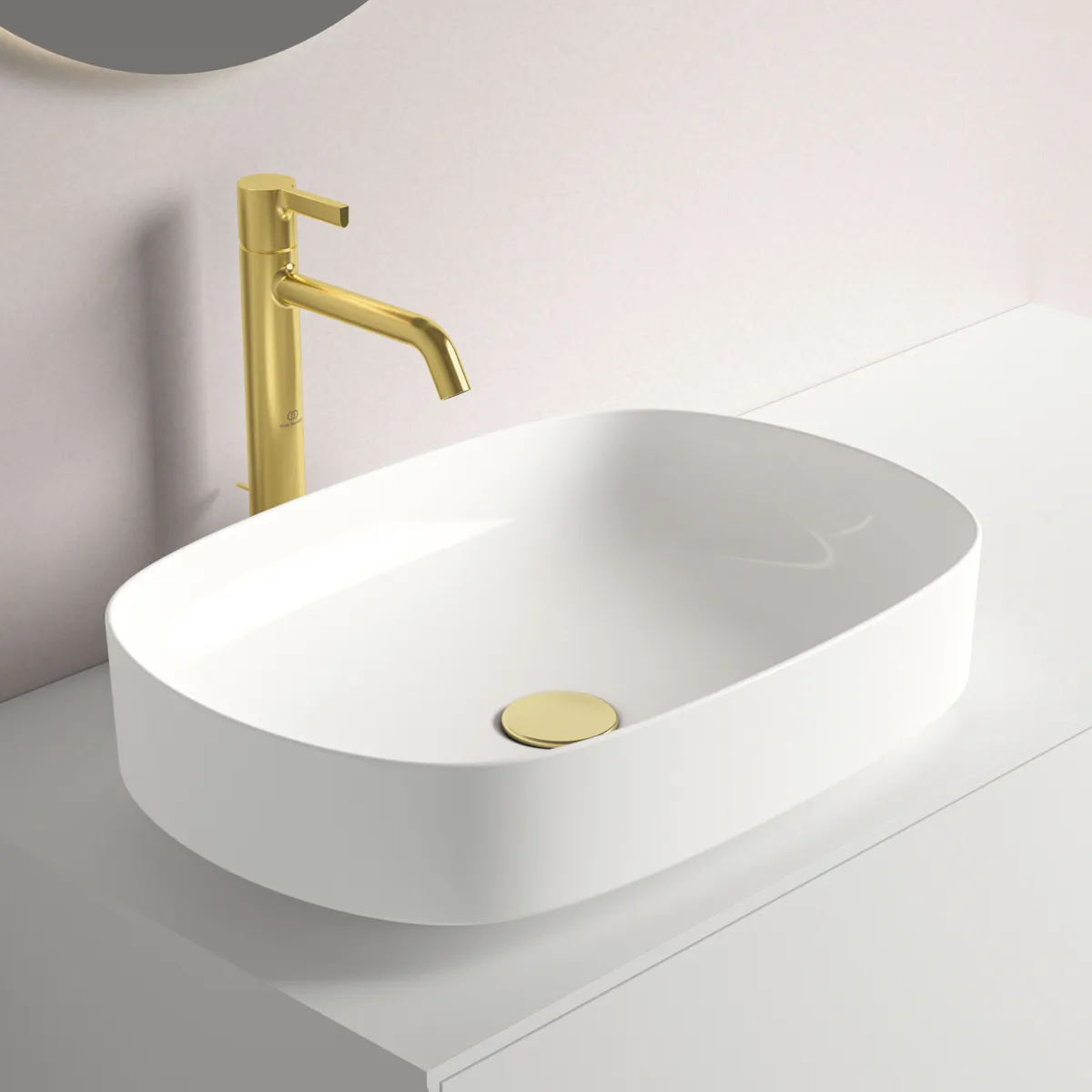 Waschtischarmatur Joy, mit verlängertem Sockel, mit Ablaufgarnitur, Ausladung 170mm, Brushed Gold Waschtischarmatur Joy, mit verlängertem Sockel, mit Ablaufgarnitur, Ausladung 170mm, Brushed Gold