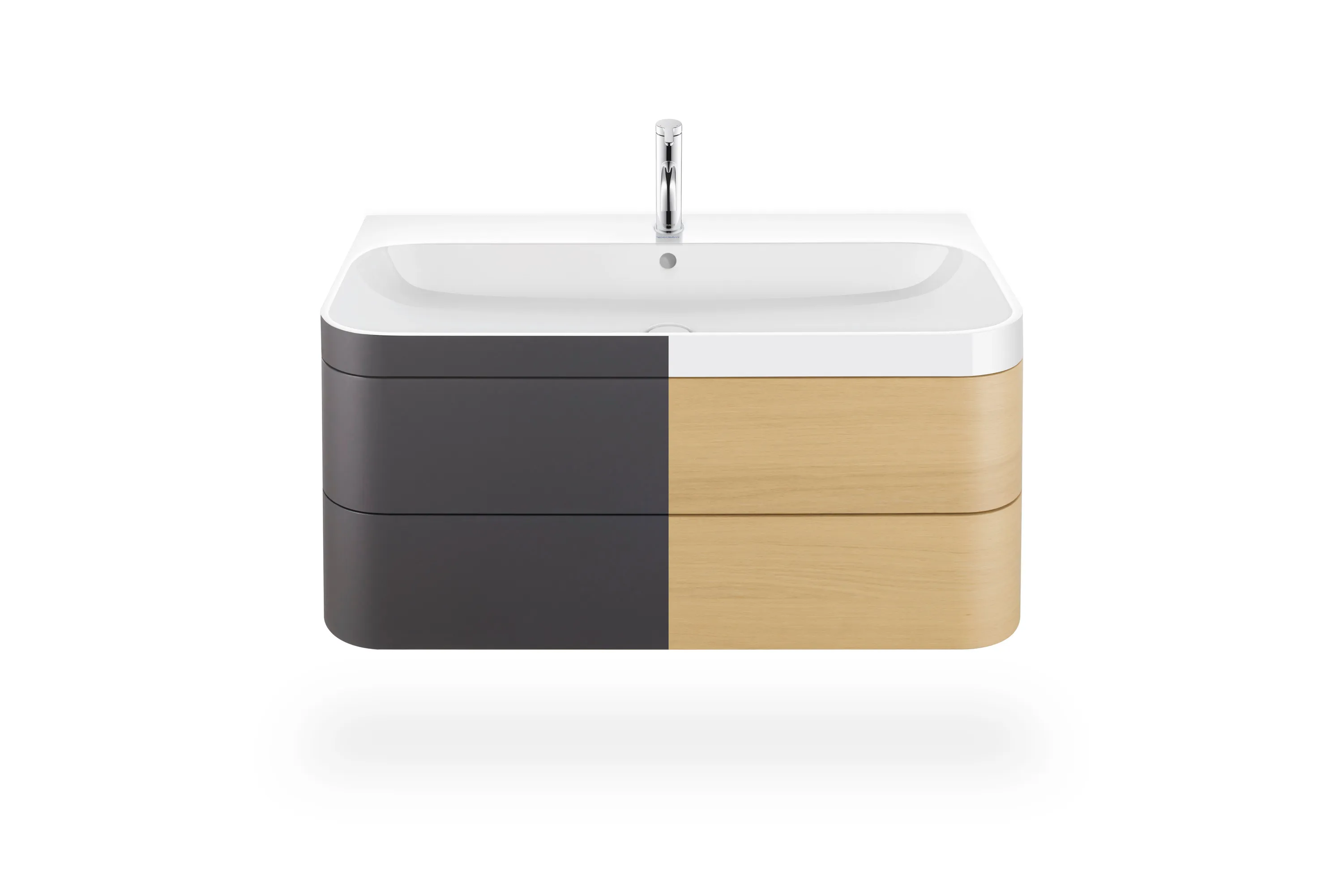 Duravit Waschtischunterschrank c-shaped Set wandhängend „Happy D.2 Plus“ 97,5 × 48 × 49 cm Graphit Supermatt Duravit Waschtischunterschrank c-shaped Set wandhängend „Happy D.2 Plus“ 97,5 × 48 × 49 cm Graphit Supermatt