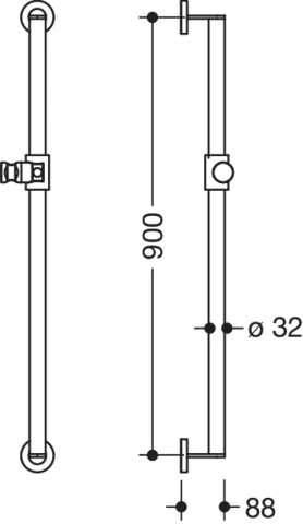 Brausehalterstange pulverbeschichtet „System 900“ in Weiß tiefmatt / Signalweiß matt Brausehalterstange pulverbeschichtet „System 900“ in Weiß tiefmatt / Signalweiß matt