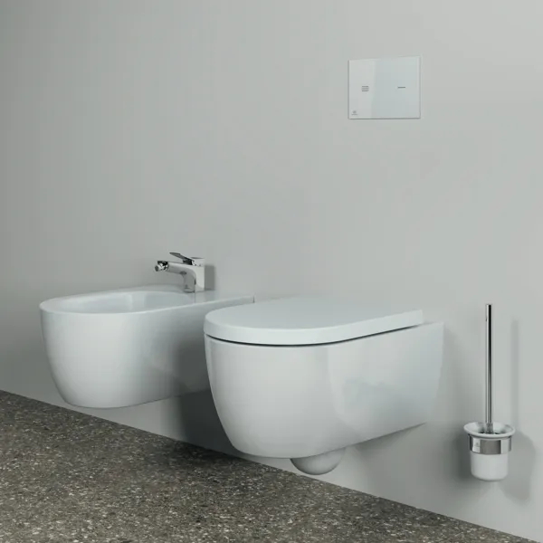 Ideal Standard Toilettenbürstengarnitur „Conca“ 11,2 × 38,3 cm in Chrom, Befestigung verdeckt