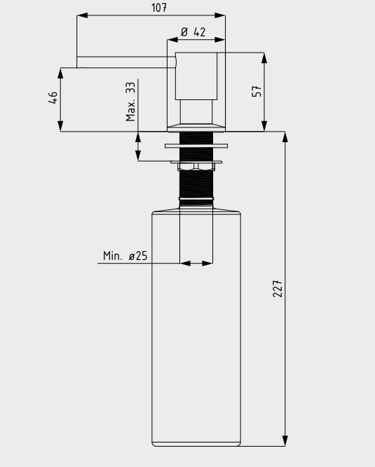 Einbau-Seifenspender, verchromt, inkl. Vorratsbehälter 500ml, Model-Nr. 3916