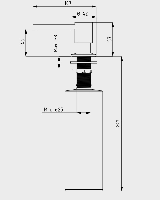 Einbau-Seifenspender, verchromt, inkl. Vorratsbehälter 500ml, Model-Nr. 3916 Einbau-Seifenspender, verchromt, inkl. Vorratsbehälter 500ml, Model-Nr. 3916