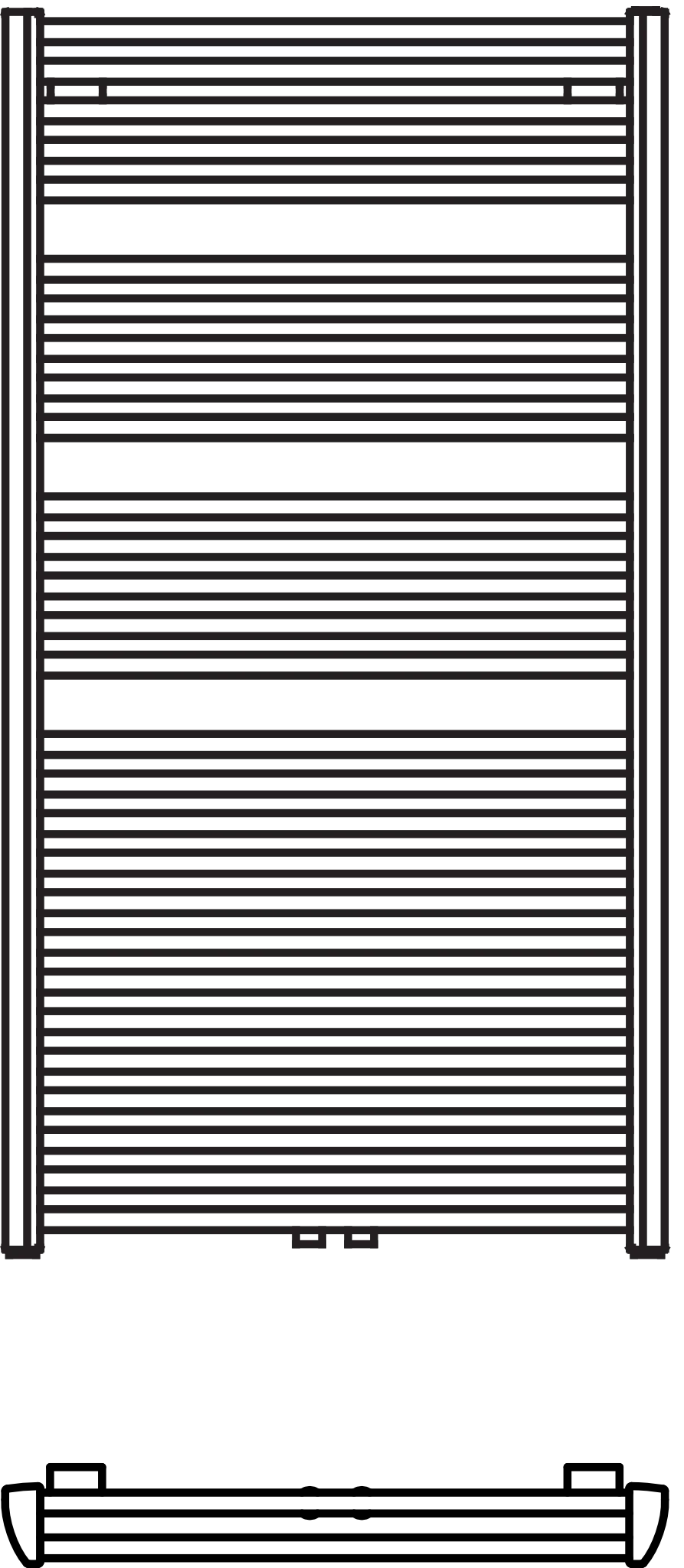 Arbonia Design-Heizkörper „Duolino®“ 63,4 × 118,8 cm in glanzsilber Metallic