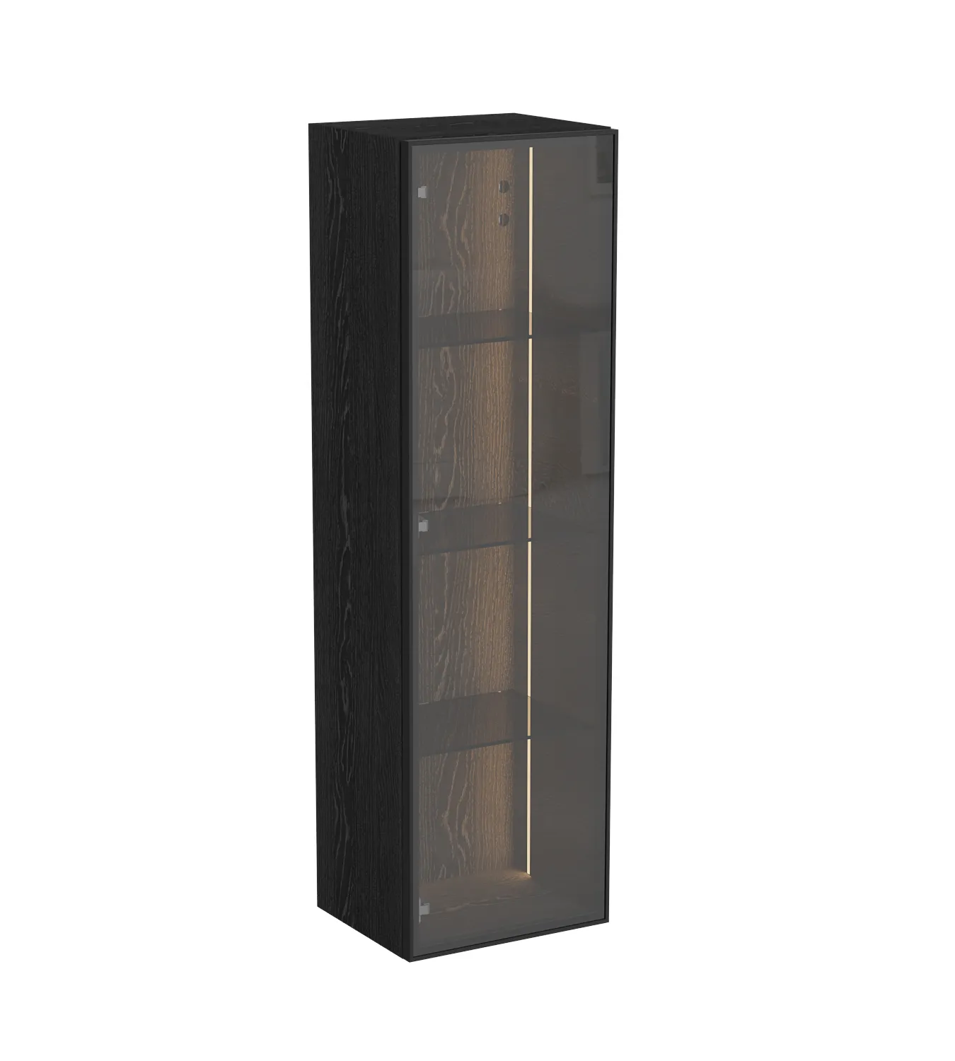 New Metropole Edge LED-Halbhochschrank mit 1 Glastüre Türanschlag links 35 x 30 x 120 cm (BxTxH) Echtholzfurnier Eiche Schwarz New Metropole Edge LED-Halbhochschrank mit 1 Glastüre Türanschlag links 35 x 30 x 120 cm (BxTxH) Echtholzfurnier Eiche Schwarz