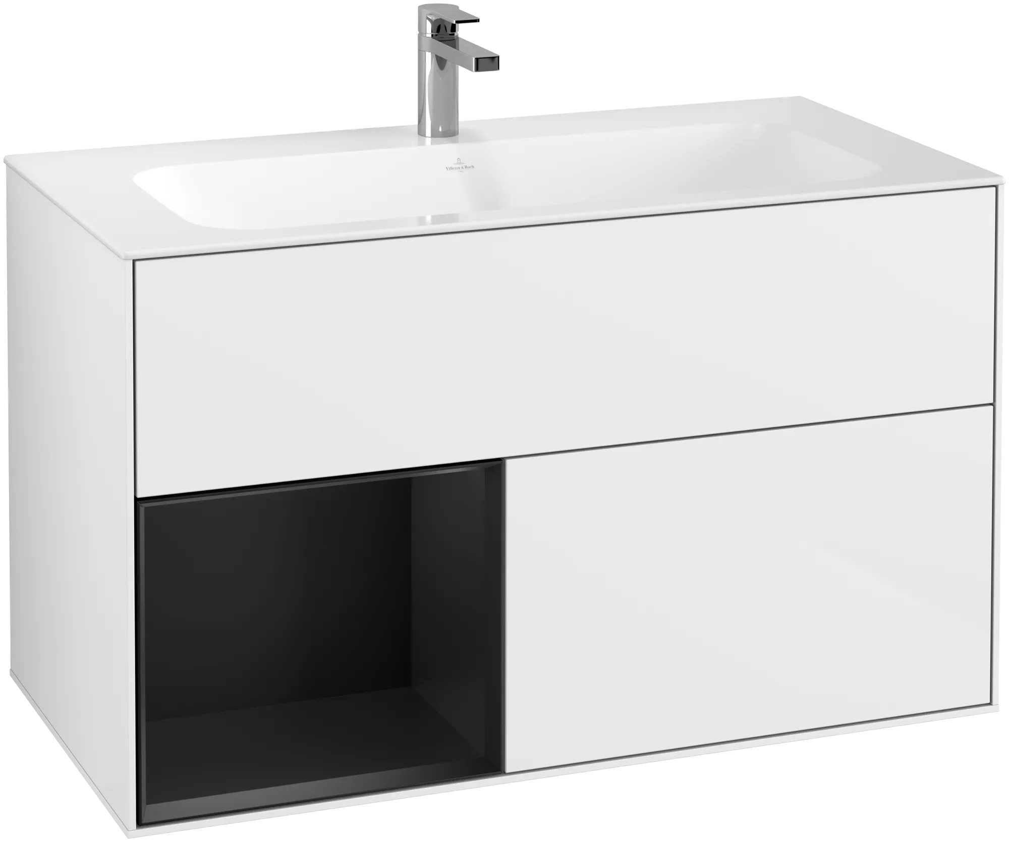 Villeroy & Boch Finion Waschbeckenunterschrank F03 996x591x498mm Glossy White Lacquer / Black Matt Lacquer