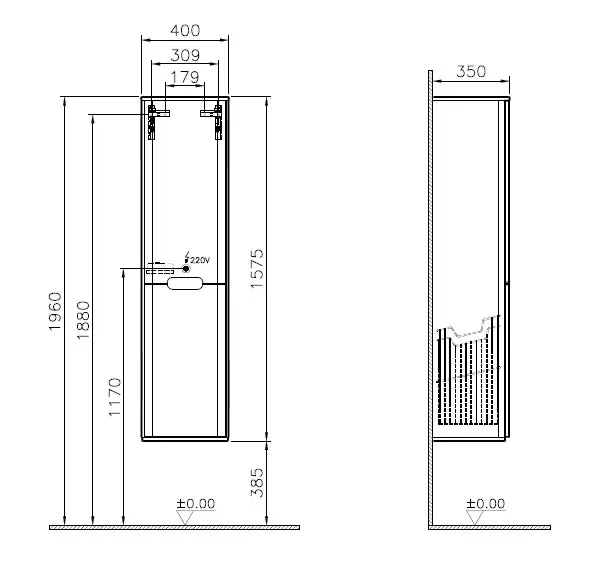 Sento Hochschrank mit Wäschekorb Türanschlag rechts Fjordgrün Matt Sento Hochschrank mit Wäschekorb Türanschlag rechts Fjordgrün Matt