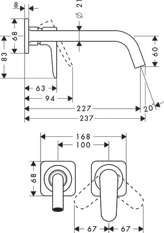 Waschtischmischer UP Axor Citterio M F-Set langer Auslauf ohne Platte chrom Waschtischmischer UP Axor Citterio M F-Set langer Auslauf ohne Platte chrom