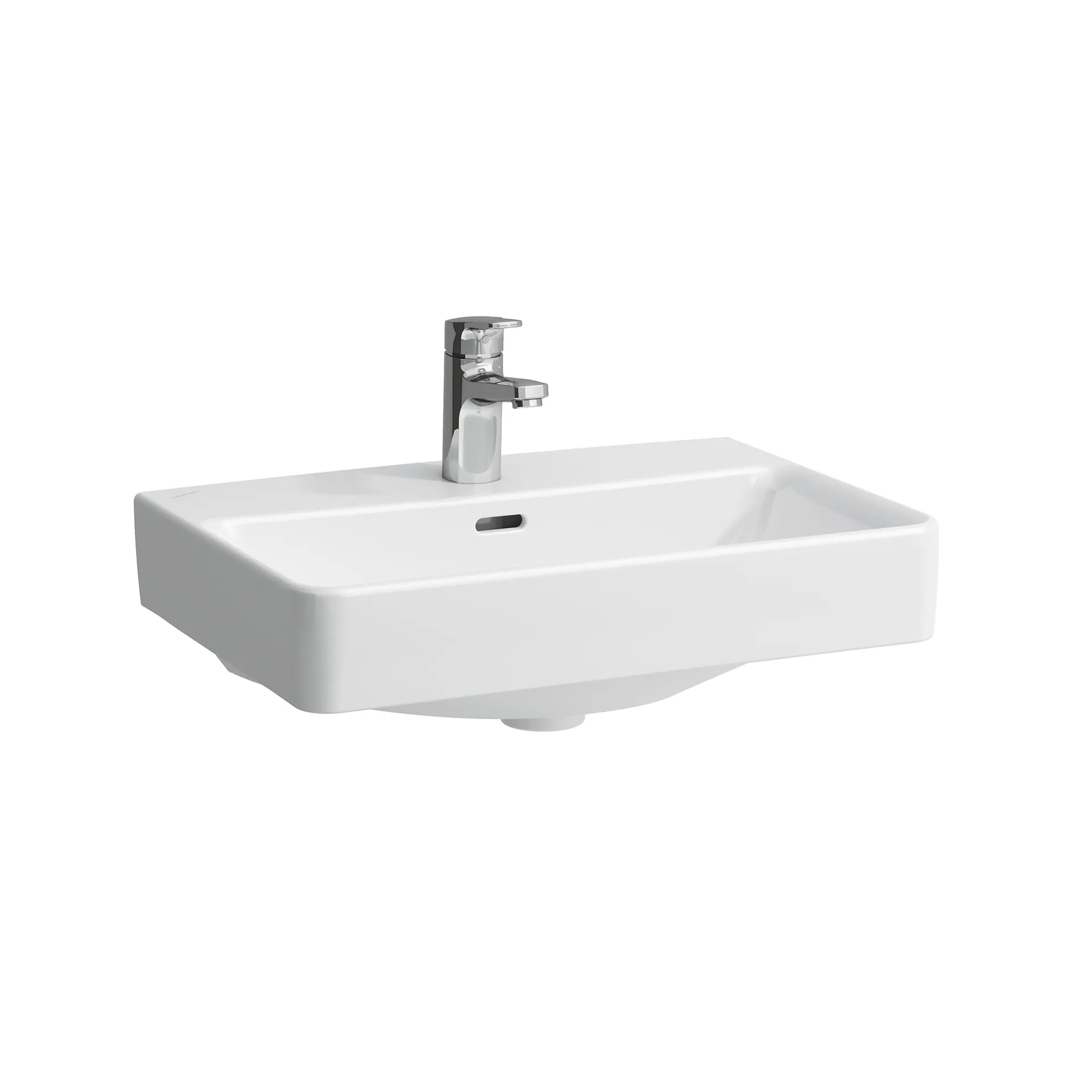 Waschtisch kompakt PRO S 380x550x175 1 Hahnloch mit Überlauf weiß