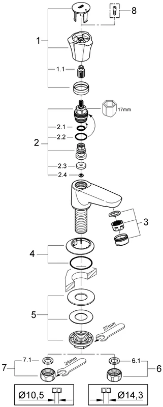 Standventil Costa 20404_1, Gussauslauf mit Mousseur, Markierung blau, chrom Standventil Costa 20404_1, Gussauslauf mit Mousseur, Markierung blau, chrom