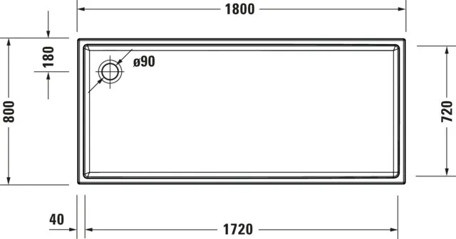 Duravit rechteck Duschwanne „Starck Slimline“ 180 × 80 cm 