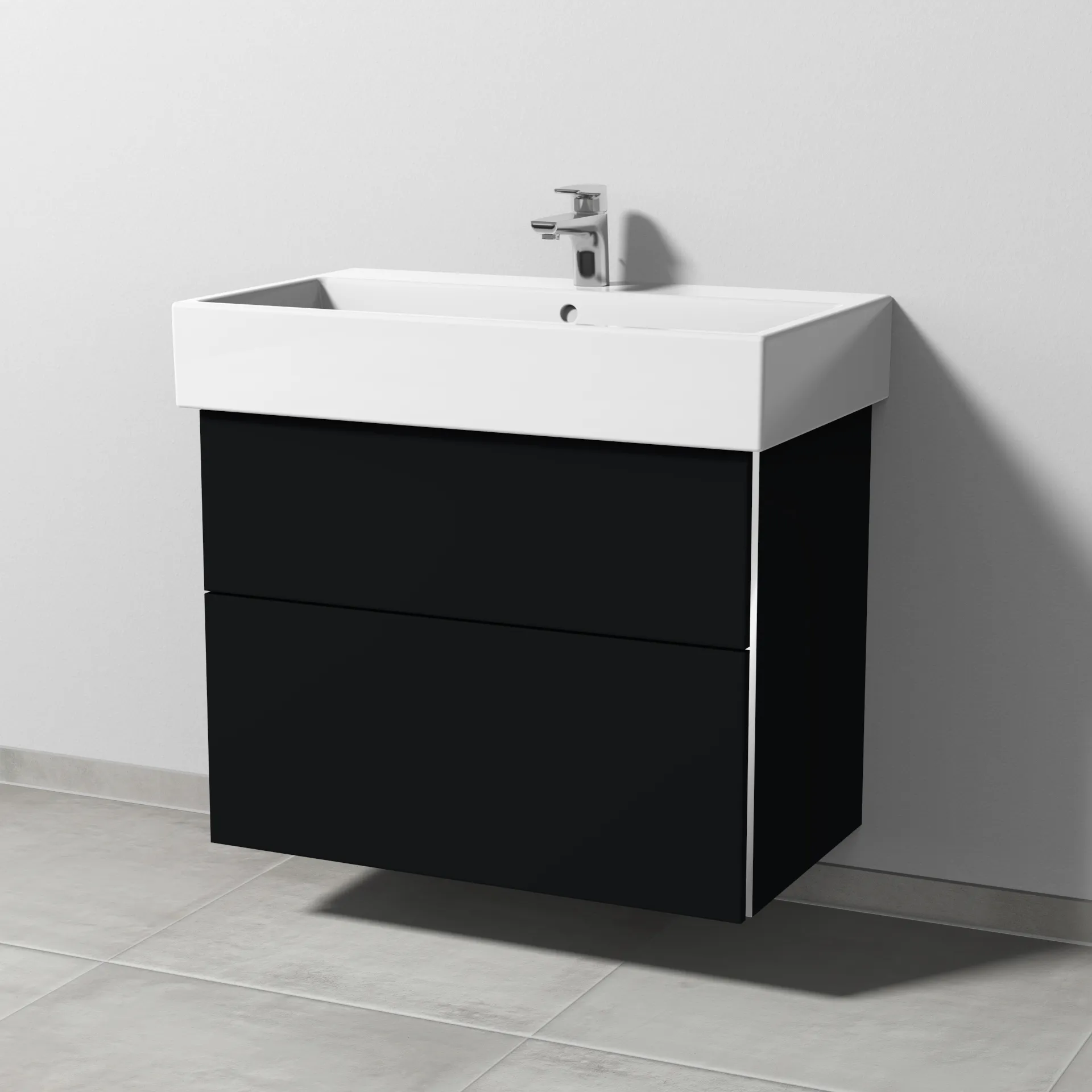 Sanipa Waschtischunterschrank „3way“ passend zu Keramik-Waschtische Vero Air von Duravit 750 × 591 × 447 mm in Schwarz (matt)