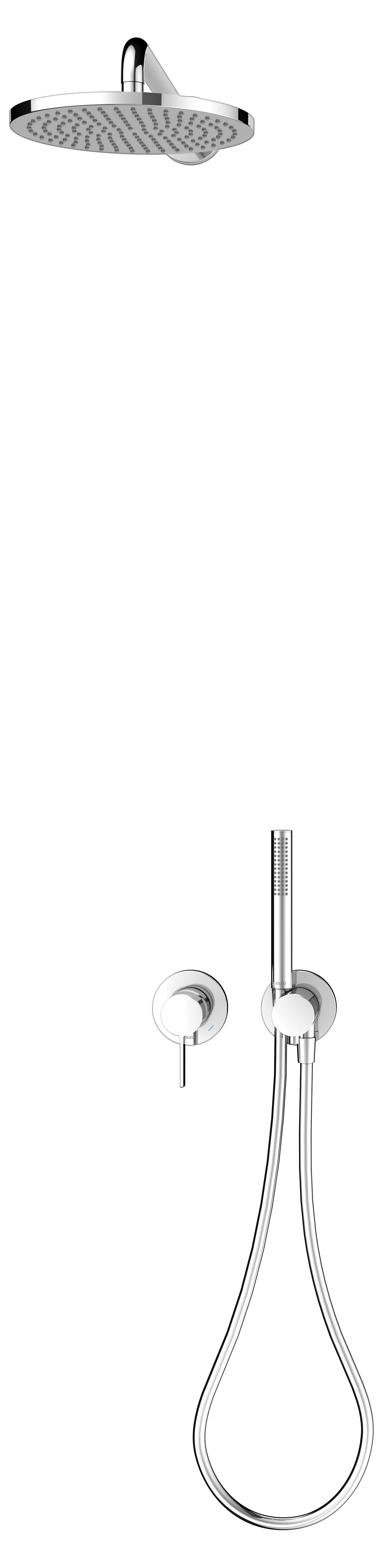 IXMO Sets IXMO Set 3 Einhebelmischer, rund mit Brausehalter u. Kopfbrause verchromt