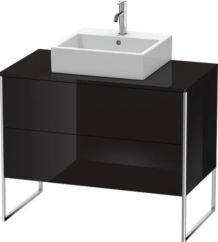 Duravit Waschtischunterschrank bodenstehend „XSquare“ 100 × 77,8 × 54,8 cm Becken: mittig / Front- & Korpusfarbe: Schwarz Hochglanz / Größe: 100 × 54,8 × 77,8 cm / Oberfläche: Lack / Profile: Chrom / Schubladen: 2 Duravit Waschtischunterschrank bodenstehend „XSquare“ 100 × 77,8 × 54,8 cm Becken: mittig / Front- & Korpusfarbe: Schwarz Hochglanz / Größe: 100 × 54,8 × 77,8 cm / Oberfläche: Lack / Profile: Chrom / Schubladen: 2