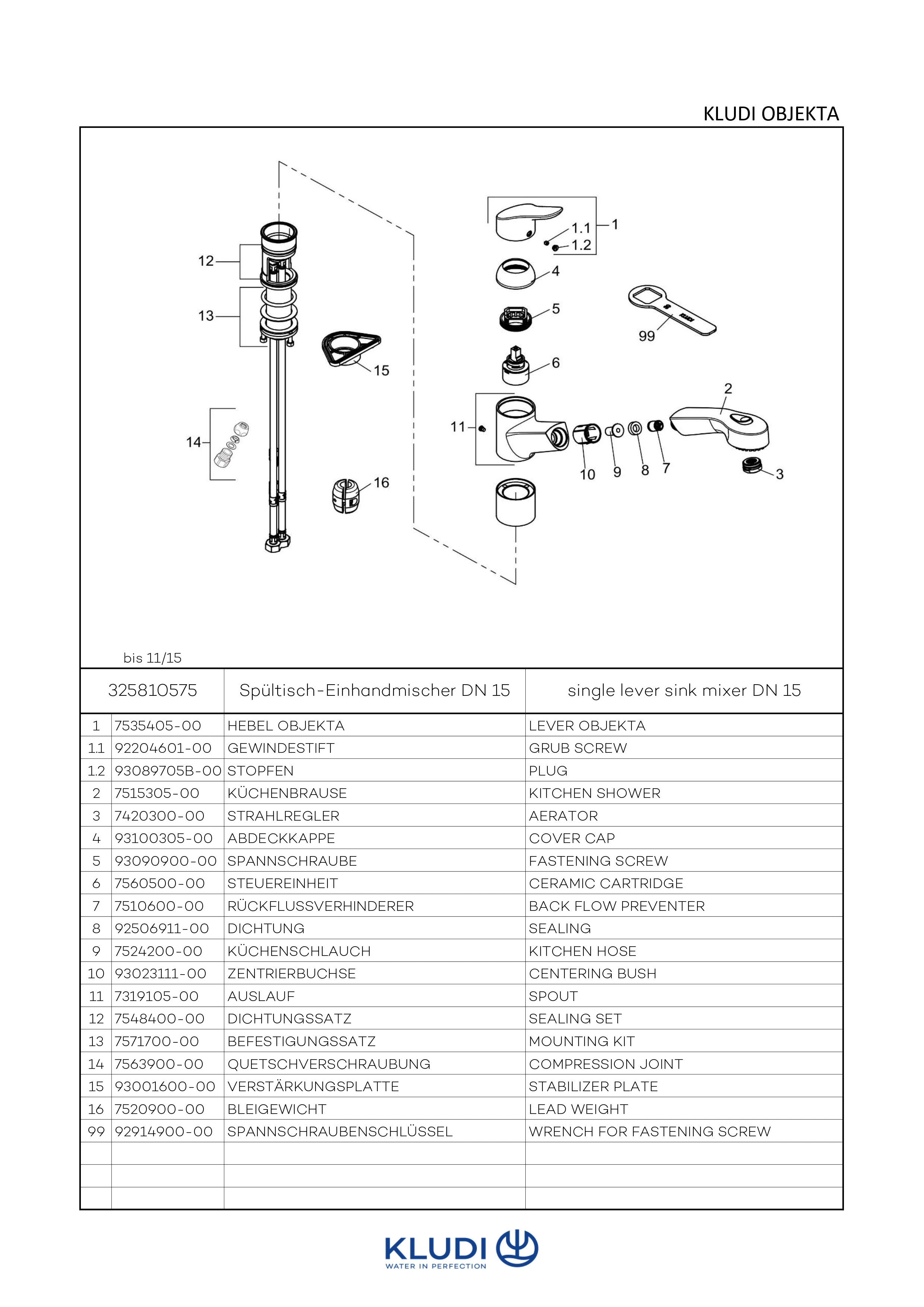 OBJEKTA SpültischEHM DN 10 herausz. Brause chrom OBJEKTA SpültischEHM DN 10 herausz. Brause chrom