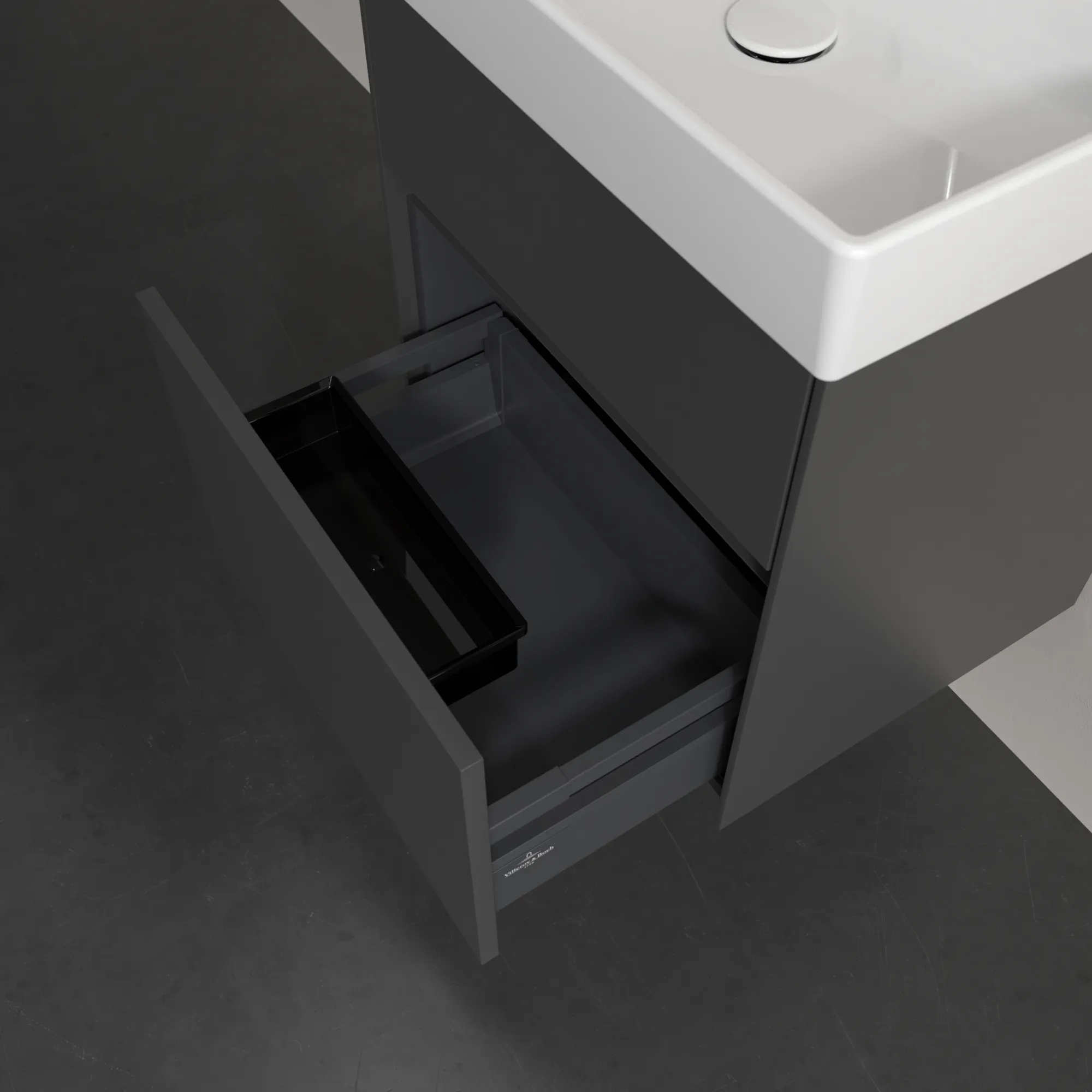 Villeroy & Boch Waschtischunterschrank „Collaro“ 510 × 546 × 414 mm Graphite, für Becken mittig, ohne Beleuchtung Villeroy & Boch Waschtischunterschrank „Collaro“ 510 × 546 × 414 mm Graphite, für Becken mittig, ohne Beleuchtung