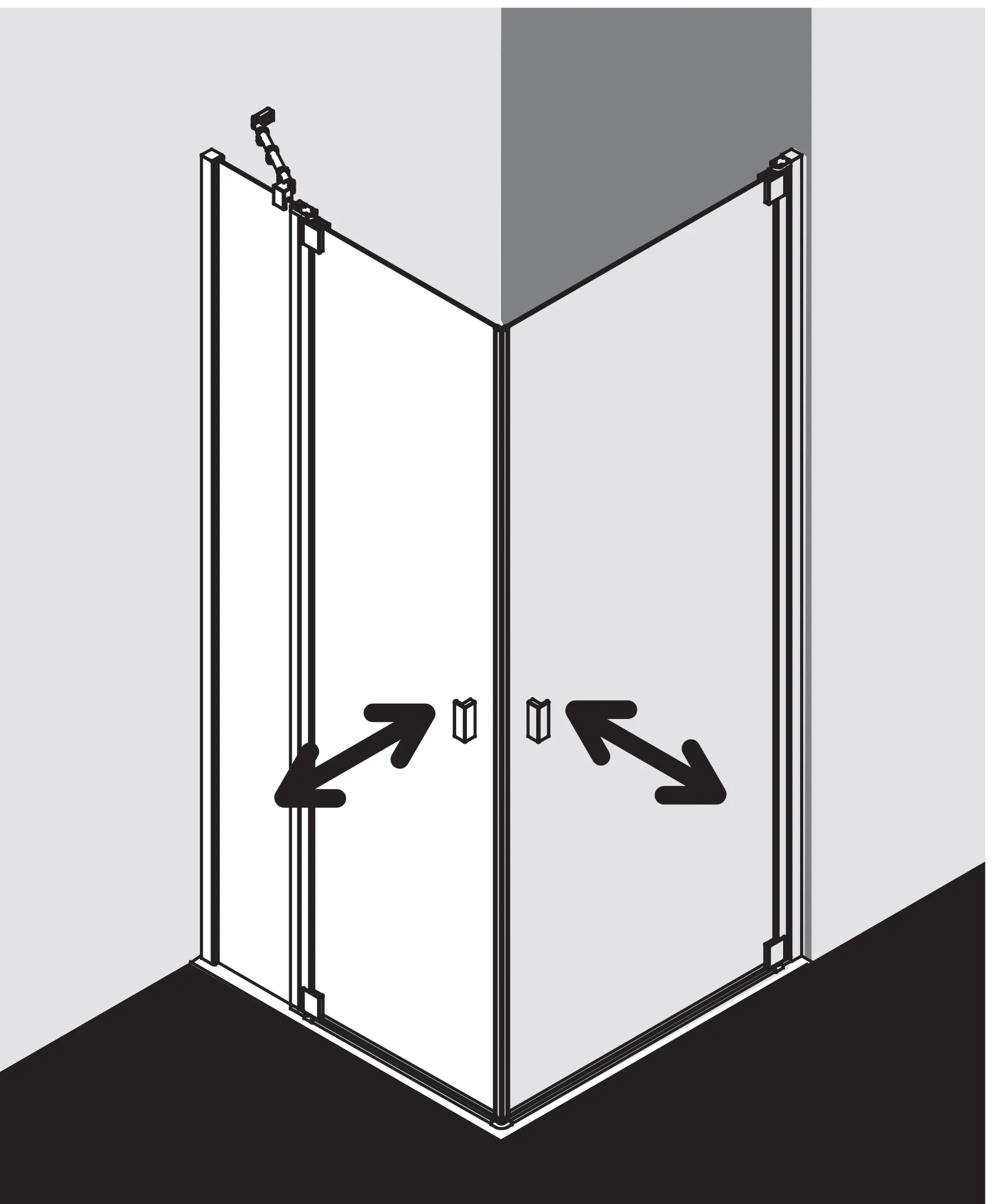 Kermi Duschtür Eckeinstieg 2-teilig Pendeltüren mit Festfeldern Halbteil rechts „RAYA“ Glas SR Opaco, Profile Silber Hochglanz, BV: 970 - 1000 mm GAK: 955 - 985 mm WE: 980 - 1010 mm H: 2000 mm Kermi Duschtür Eckeinstieg 2-teilig Pendeltüren mit Festfeldern Halbteil rechts „RAYA“ Glas SR Opaco, Profile Silber Hochglanz, BV: 970 - 1000 mm GAK: 955 - 985 mm WE: 980 - 1010 mm H: 2000 mm