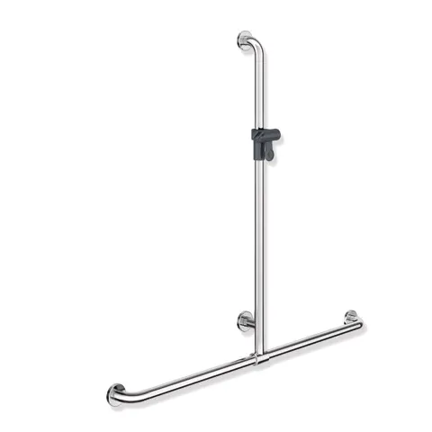 HEWI Duschhandlauf WARM TOUCH anthrazitgrau, chromoptisch beschichtet, 1100x1184 mm