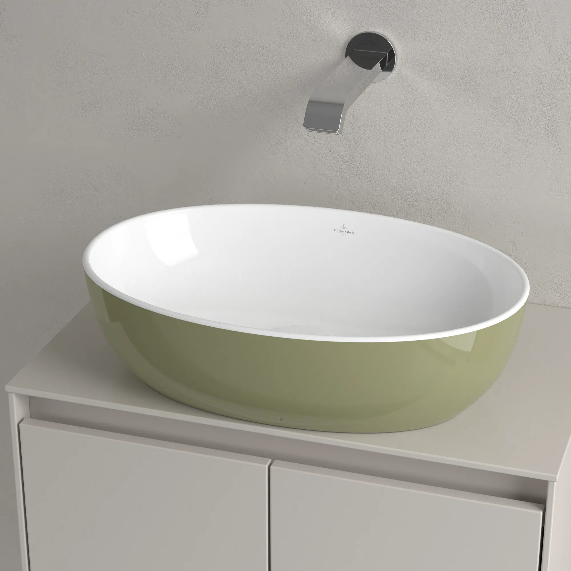 Villeroy & Boch Aufsatzwaschtisch „Artis“ 480 × 325 × 135 mm in Sage Green