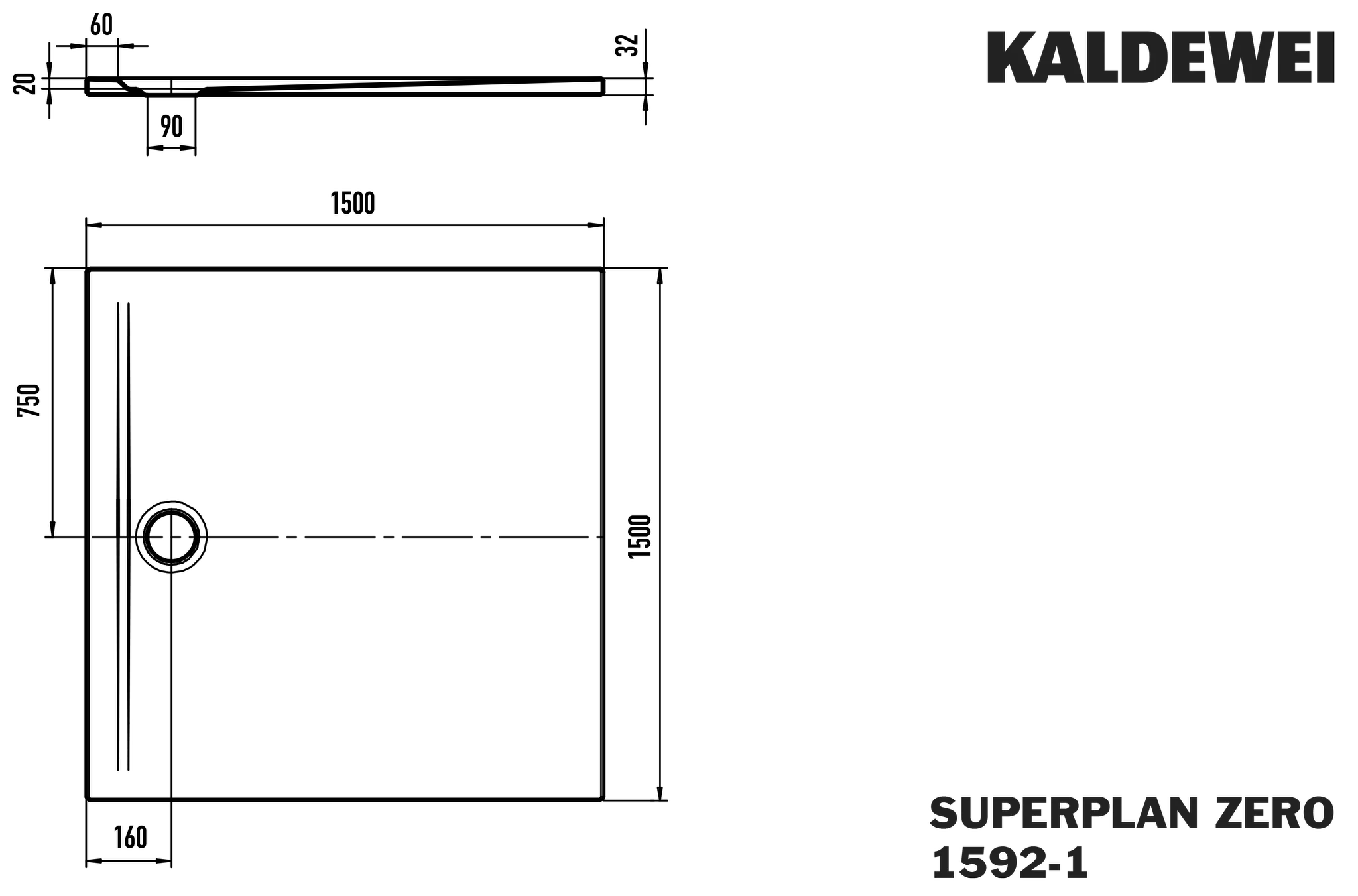 Kaldewei SUPERPLAN ZERO Duschfläche 1500x1500 mm, cool grey 30, Secure Plus Antislip, bodeneben, 20 mm tief Kaldewei SUPERPLAN ZERO Duschfläche 1500x1500 mm, cool grey 30, Secure Plus Antislip, bodeneben, 20 mm tief