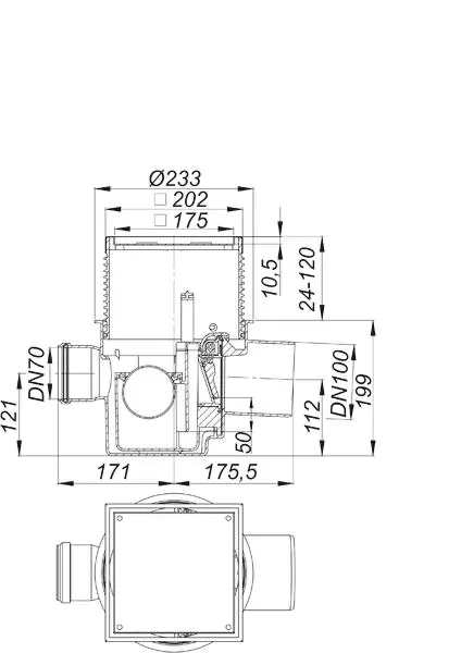 Rückstau-Kellerablauf DallSafe 200/1 Stone, DN 100, 200 x 200 mm Rückstau-Kellerablauf DallSafe 200/1 Stone, DN 100, 200 x 200 mm