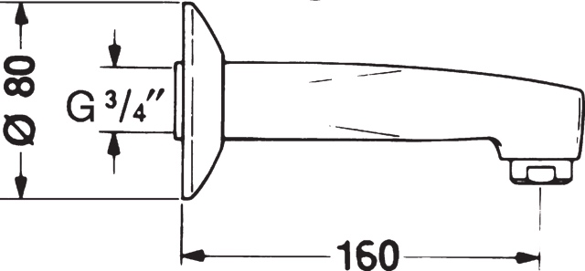 HA Auslauf HANSA 0598 Rosette rund L=160 Ausladung 160 mm DN20 Chrom