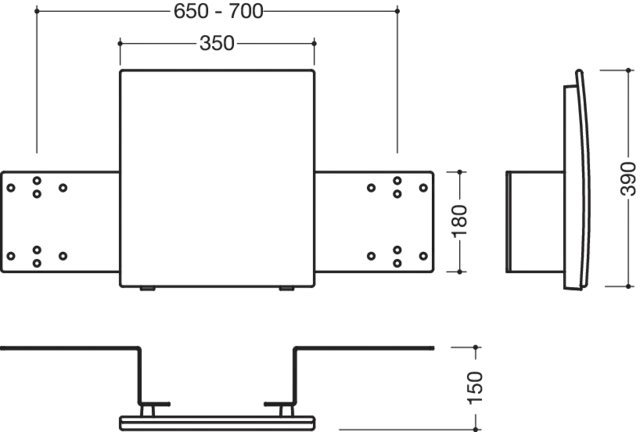 Rückenstütze für Wandstütz- u. Stützklappgriffe 950.50. signalweiß Rückenstütze für Wandstütz- u. Stützklappgriffe 950.50. signalweiß