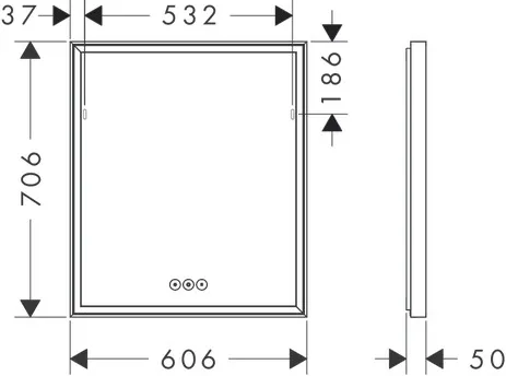 Xarita E Spiegel mit LED-Beleuchtung 600/50 kapazitiver Berührungssensor Mattweiß