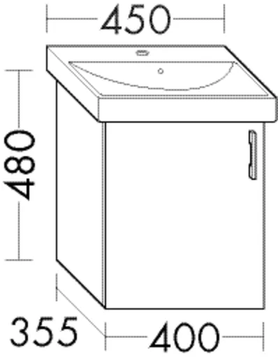 Burgbad Waschtischunterschrank Sys30, 1 Tür, 480 mm Höhe, 410 mm Breite, 355 mm Tiefe
