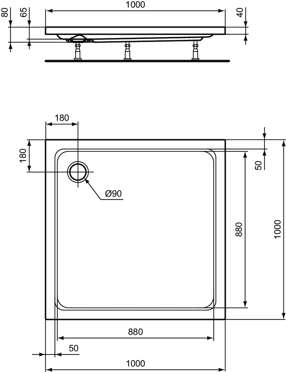 Ideal Standard Duschwanne „HotlineNeu“ 100 × 100 cm