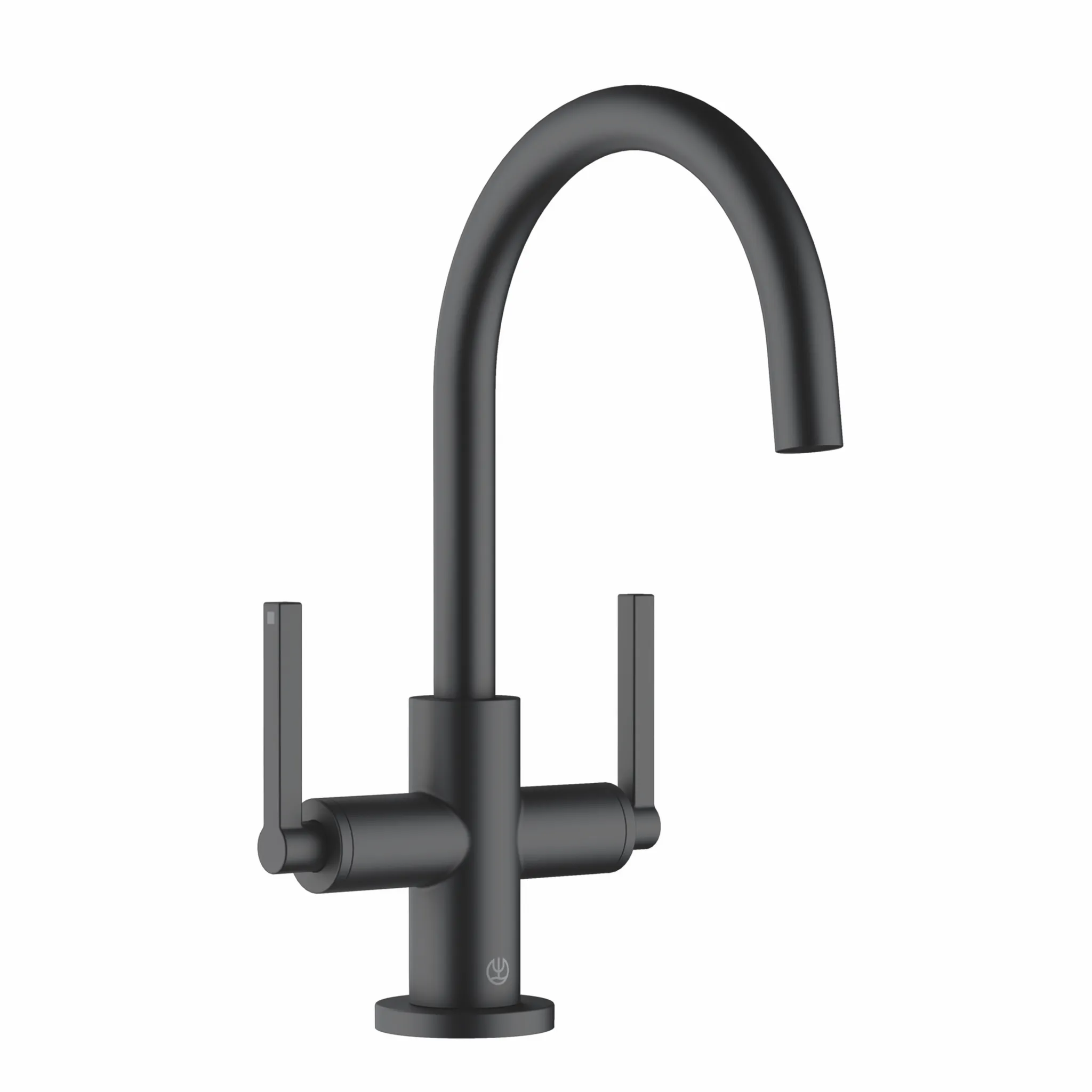 Kludi NOVA FONTE Waschtischarmatur mattschwarz, Puristic Einlochmontage, 2-Griff, schwenkbarer/arretierbarer Auslauf, DN 15