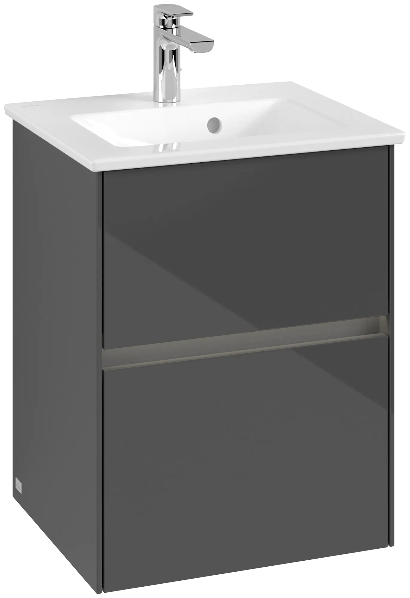 Villeroy & Boch Waschtischunterschrank „Collaro“ 472 × 610 × 404 mm Glossy Grey, mit Beleuchtung, für Becken mittig