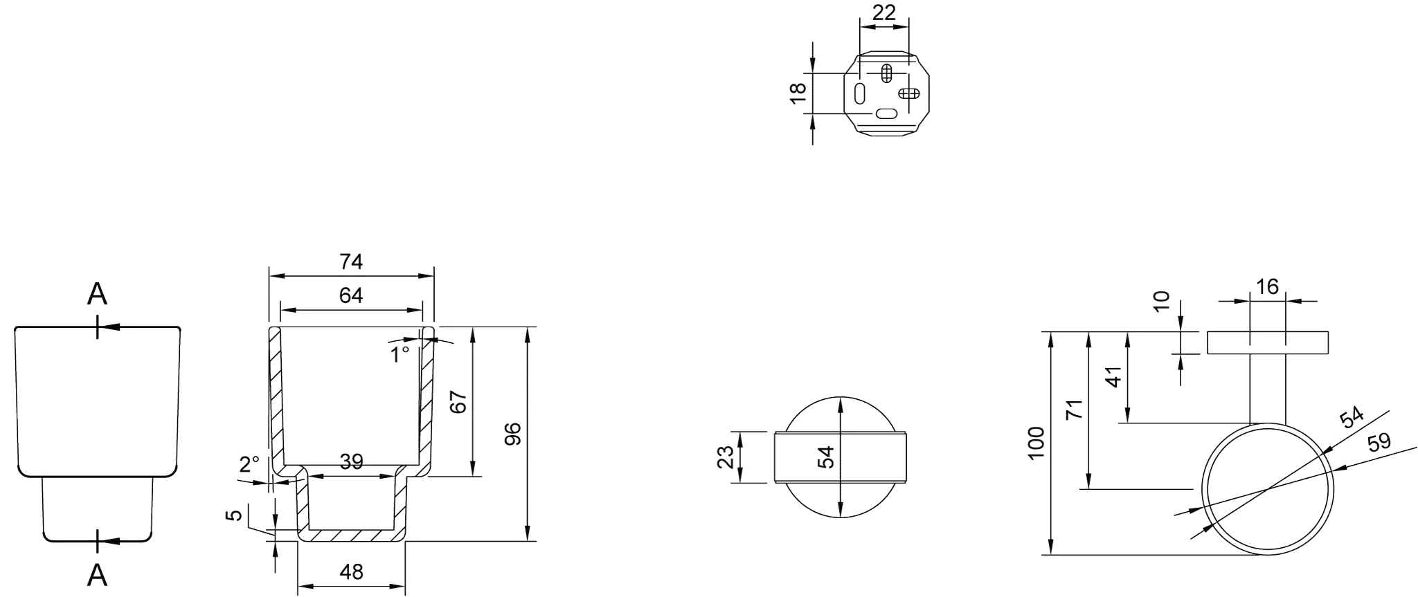Villeroy & Boch Elements - Tender Glashalter TVA151018000, 74x100x96mm, Matt Black Villeroy & Boch Elements - Tender Glashalter TVA151018000, 74x100x96mm, Matt Black