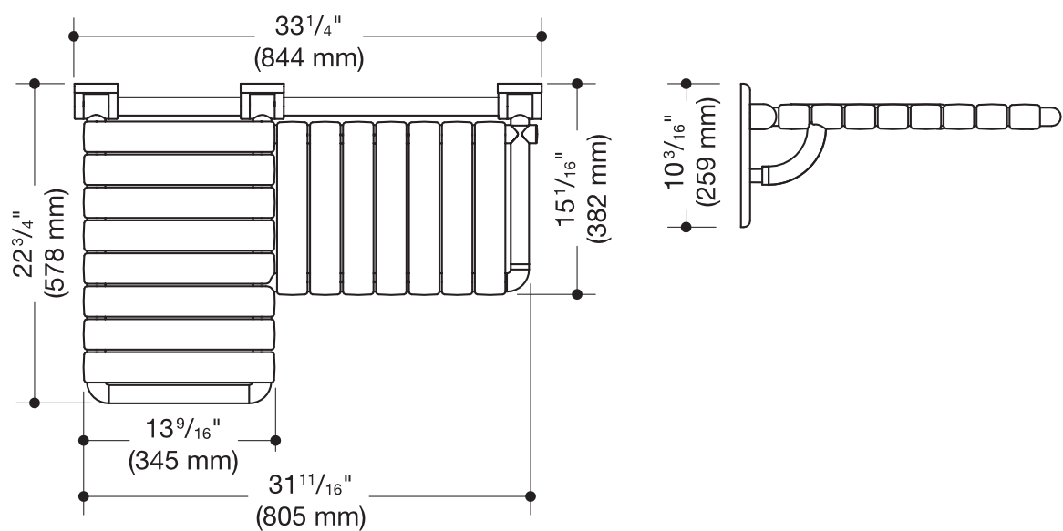 Duschklappsitz „Serie 801“ in Anthrazitgrau, links