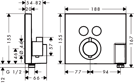 Thermostat Unterputz ShowerSelect FS 2 Verbraucher chrom mitFixfit u.Porter