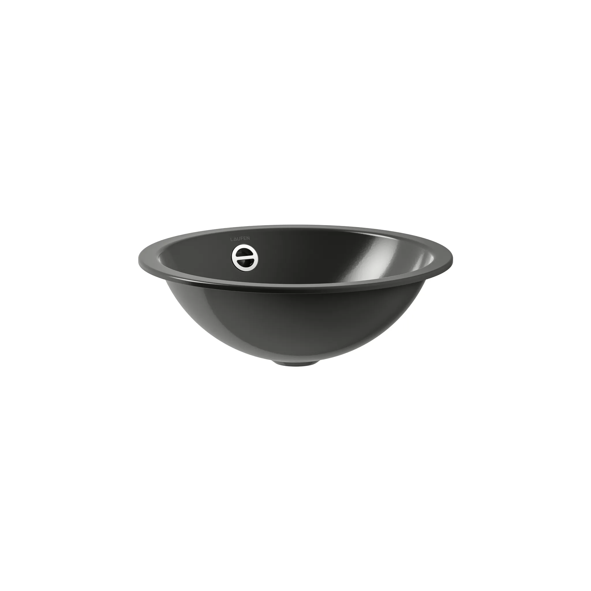 Laufen Einbauwaschtisch FORM rund glasierter Stahl ohne Armaturenloch ohne Überlauf 400 x 400 x 140 mm in Dark Iron