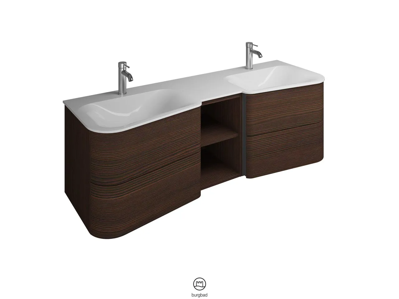 burgbad Badmöbelset „Badu“ Griffleiste, Anthrazit eloxiert, in Frassino Dekor burgbad Badmöbelset „Badu“ Griffleiste, Anthrazit eloxiert, in Frassino Dekor