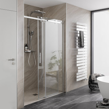 HSK teilgerahmte Duschabtrennung Schiebetür 2-teilig „Premium Softcube“ 160 × 200 cm Glas Carré HSK teilgerahmte Duschabtrennung Schiebetür 2-teilig „Premium Softcube“ 160 × 200 cm Glas Carré