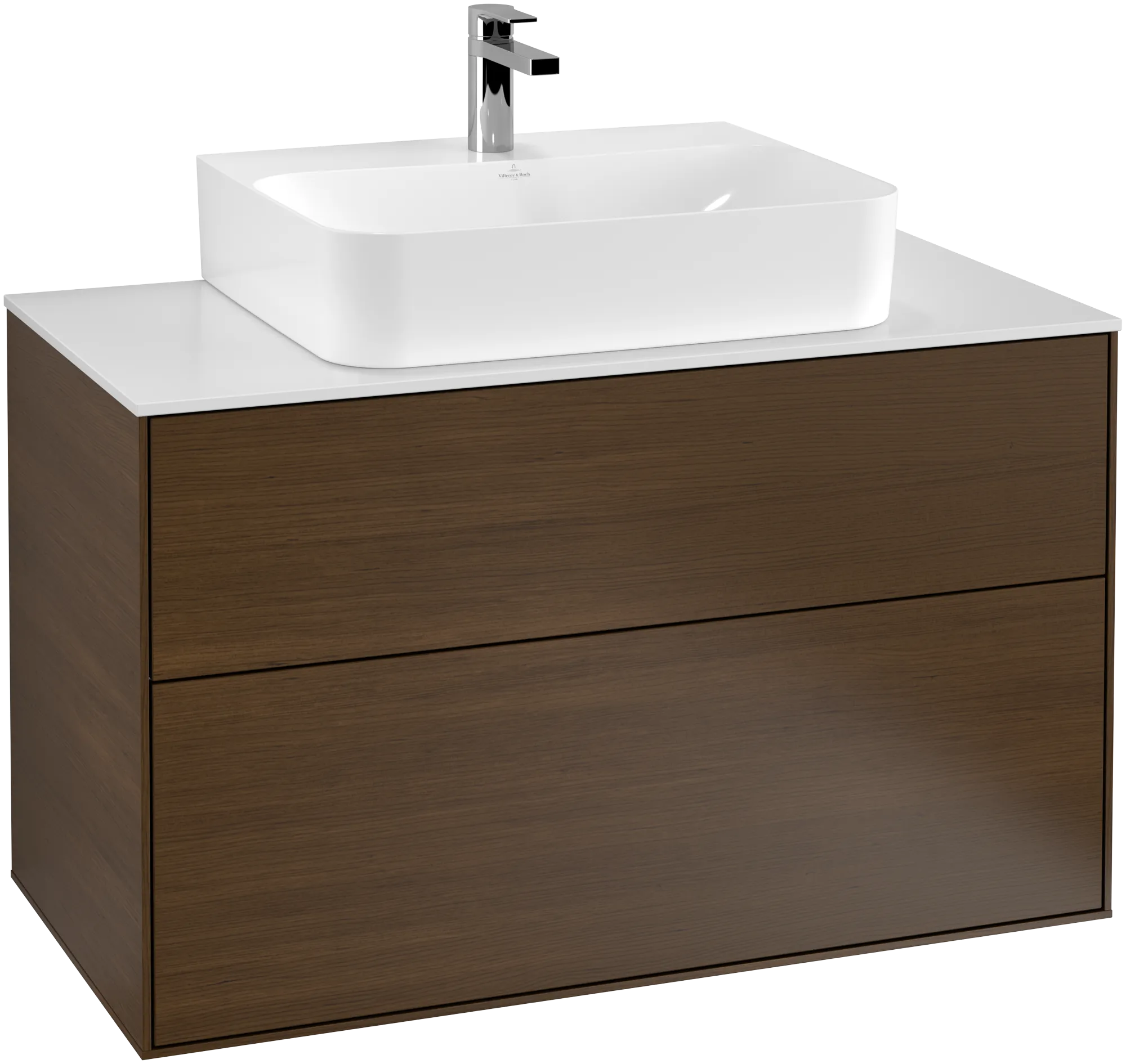 Villeroy & Boch Waschtischunterschrank „Finion“ für Schrankwaschtisch 1000 × 603 × 501 mm Walnut Veneer, für Becken mittig Villeroy & Boch Waschtischunterschrank „Finion“ für Schrankwaschtisch 1000 × 603 × 501 mm Walnut Veneer, für Becken mittig